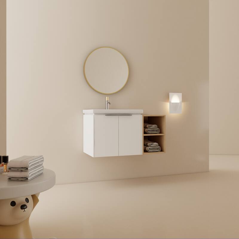 GDFStudio - Emerson Stylish Wall-Mounted Bathroom Vanity with Soft-Close Doors and Ceramic Sink