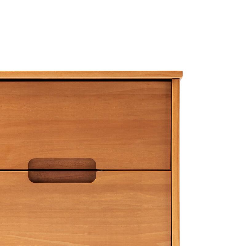Mid-Century Modern Solid Wood Nightstand with Cutout Handles