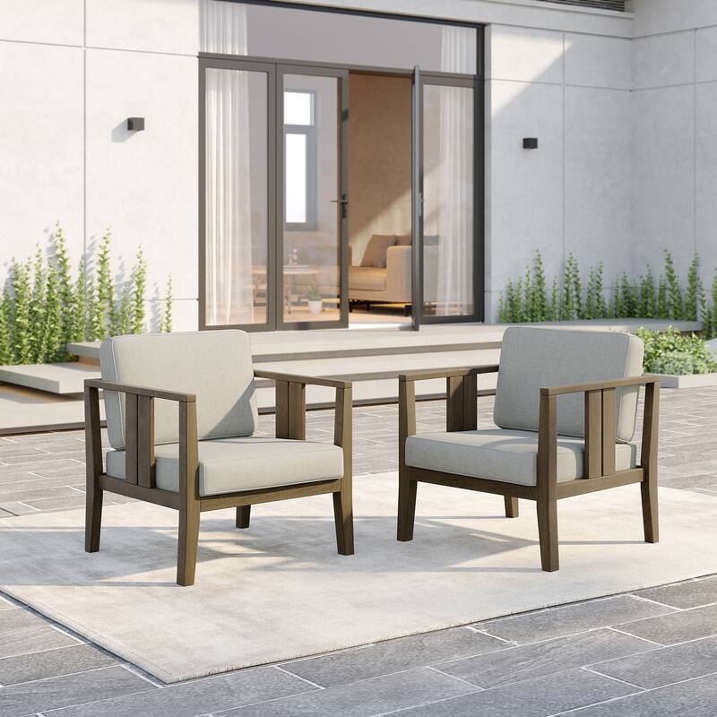 Outdoor Teak Solid Wood Patio Furniture Set Loveseat Armchair Table Collection