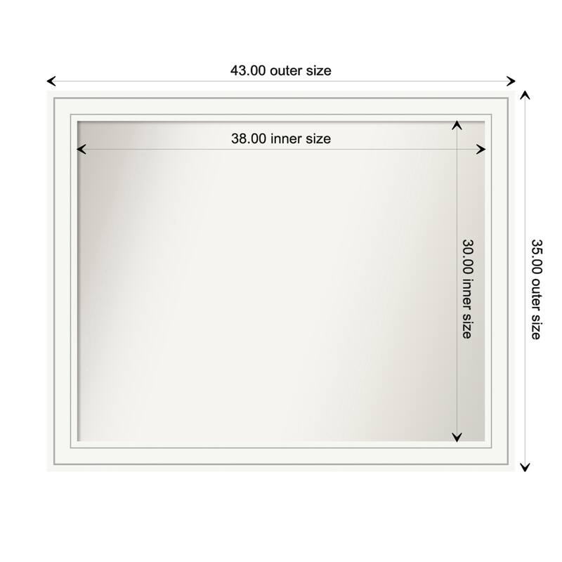 Craftsman White Framed Non-Beveled Custom Wall Mirror, Bathroom Vanity Mirror - Outer Size: 43 x 35