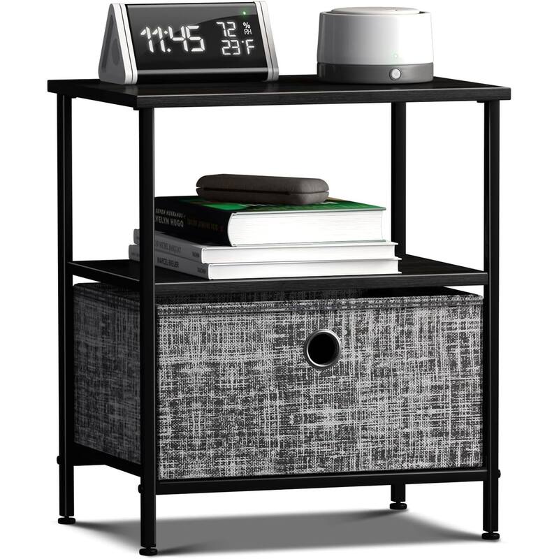 Nightstand 1-Drawer Shelf Storage - Bedside Furniture End Table Chest