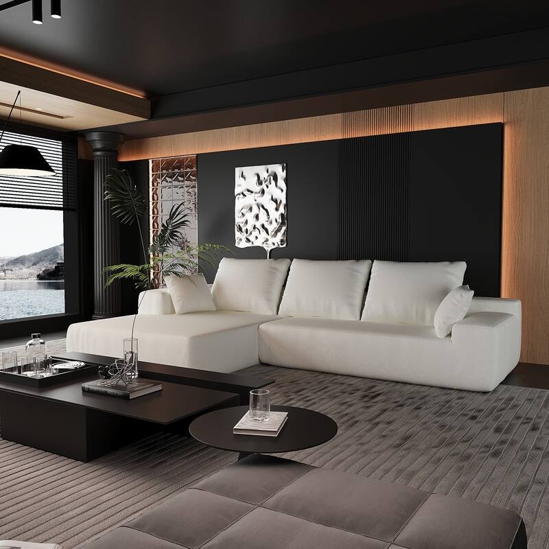 Momei L-Shaped Sofa - High-Density Foam with Spring, Multiple Cushions, Living Room