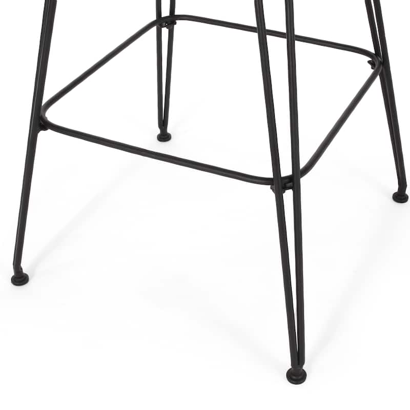 Kevin Outdoor Wicker and Iron Barstool (Set of 2) by Christopher Knight Home