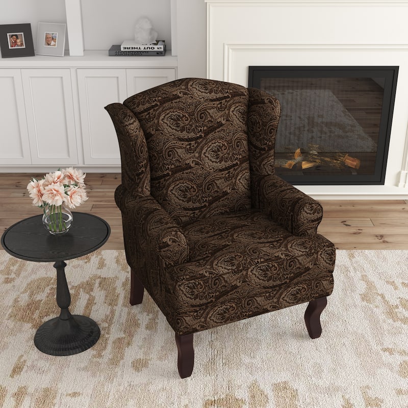 Elegant Living Room Wing Back Arm Chair Upholstered Accent Chair