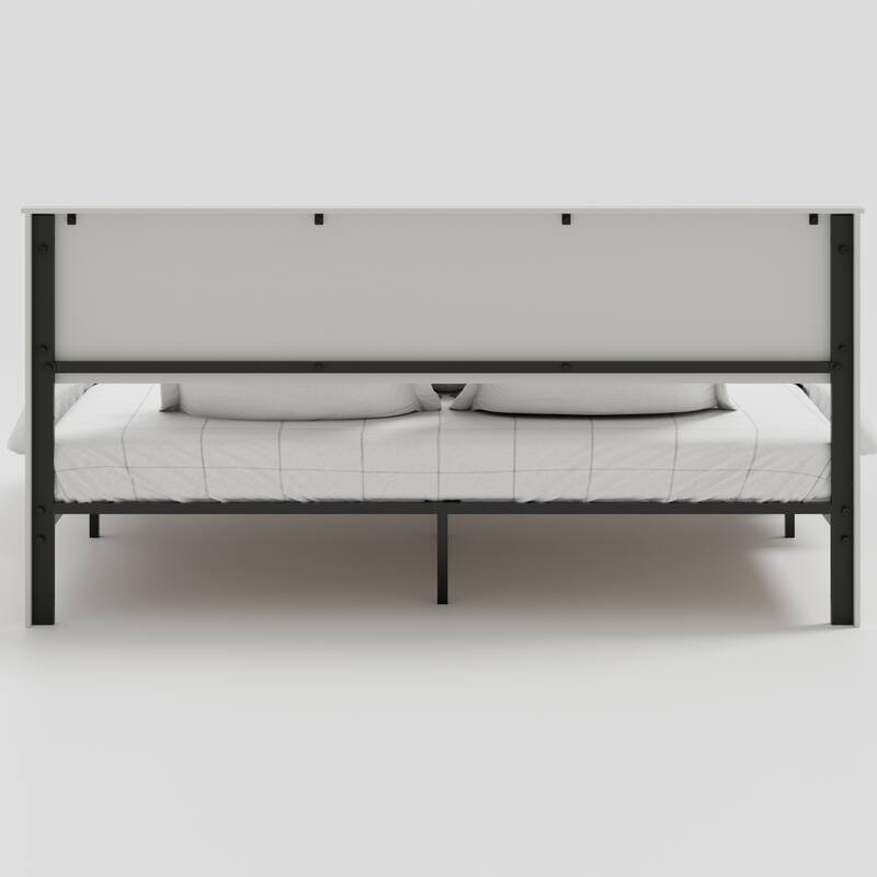 Wooden Platform Bed Frame with Large Under Bed Storage