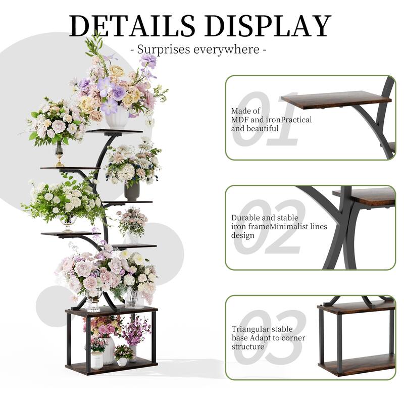 Tree Type Plant Stand 7 Tiered Metal Plant Shelf Balcony