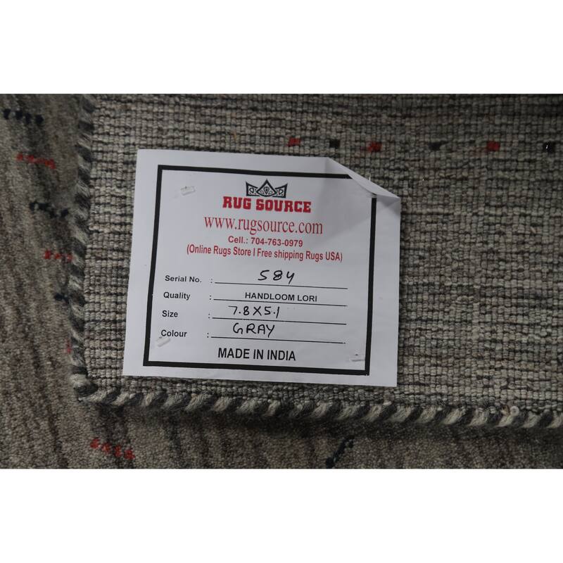 Oriental Grey Gabbeh Indian Area Rug Handmade Wool Carpet - 5'1" x 7'8"