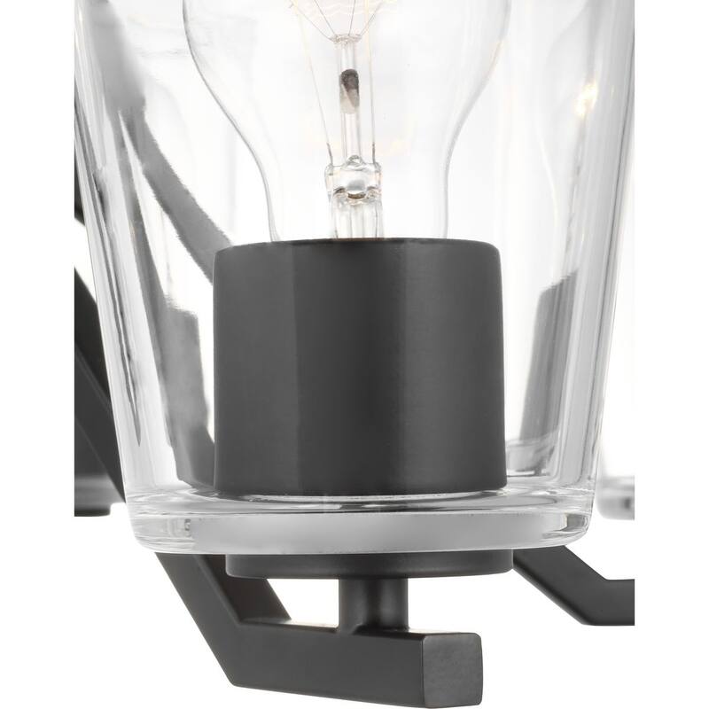 Vertex Collection Five-Light Matte Black Clear Glass Contemporary Chandelier - 22.5 in x 22.5 in x 15.25 in