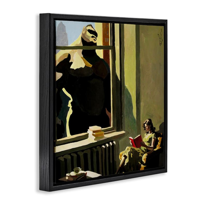 Stupell Gorilla in Window Scene Framed Floater Canvas Wall Art Design By Keith Thomson