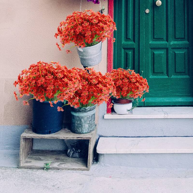 72PCS Artificial Flowers for Outdoors, UV Resistant Fake Flowers No Fade Faux Plastic Plants (Red)