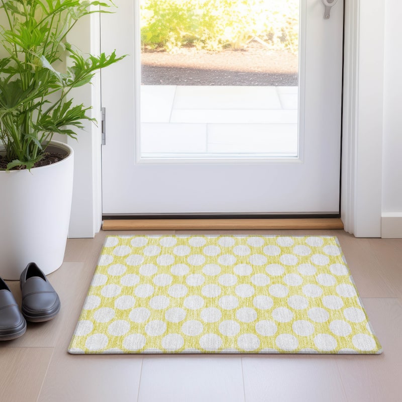 Premium Washable Super Soft Modern Polka Dots Mayfield Rug - Yellow - 1'8" x 2'6"