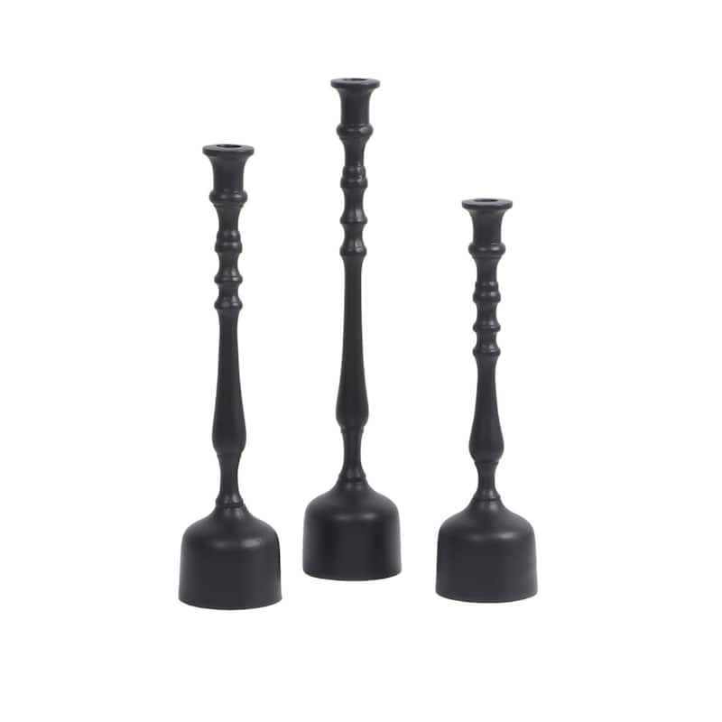 Small Finial Candle Holder - 14" - Black