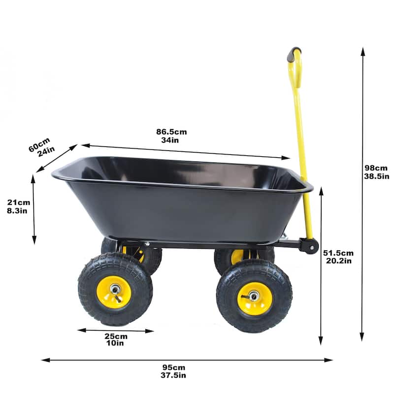 Garden Folding Cart/ Dump Truck with Steel Frame, 10 inches Pneumatic Tires