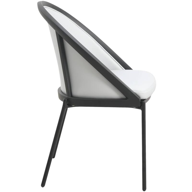 Vinyl Dining Chair with Curved Back and Stainless Steel Legs Set of 4