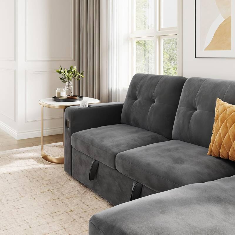 84" Sleeper Sofa Bed, Modular Sectional Cloud Couch with Reversible Storage Model