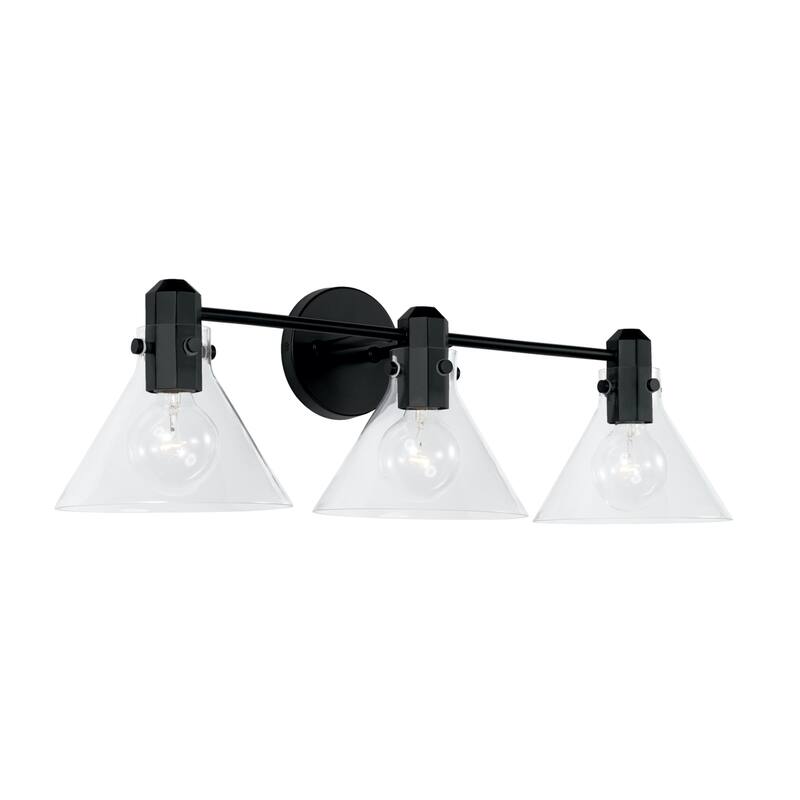 Greer 3-light Bath/ Vanity Fixture w/ Clear Glass - Matte Black