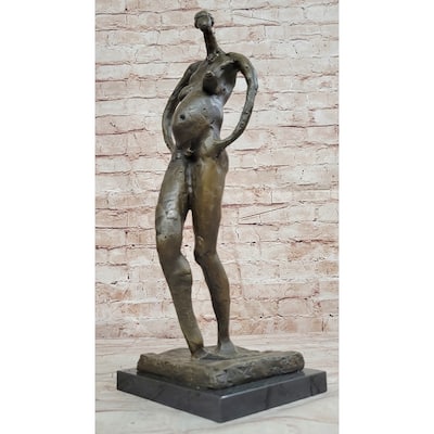 Pregnant Female Abstract Surreal Bronze Figure Statue Sculpture Salvador Dali 16 Inches X 6 Inches