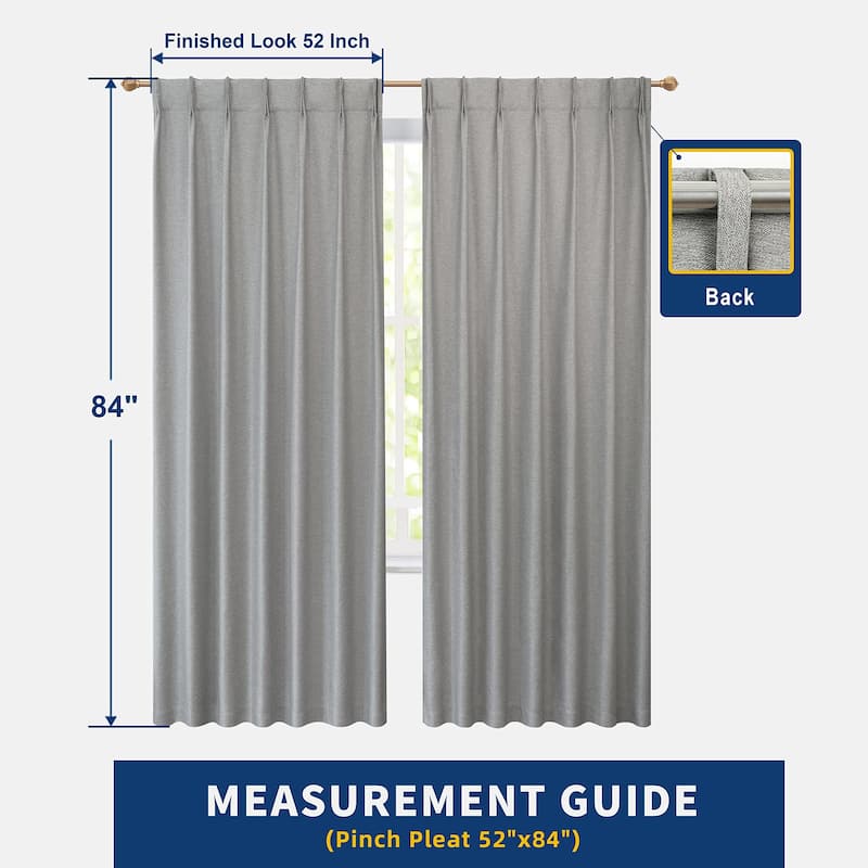 DriftAway Pinch Pleat Faux Linen Textured Blackout Curtains