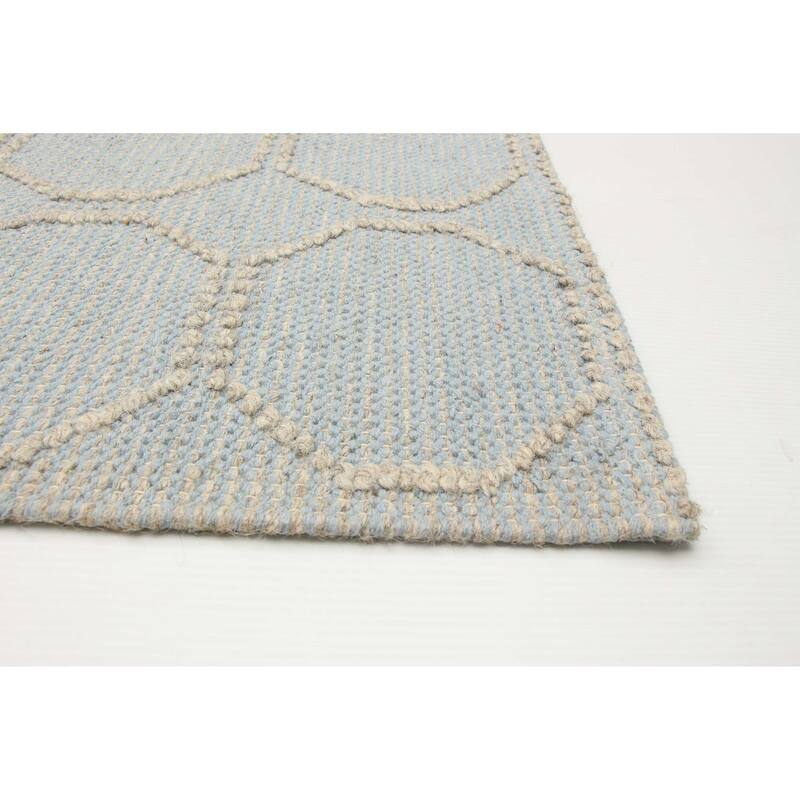 ECARPETGALLERY Braid weave Sienna Blue Wool Rug - 5'3 x 7'7