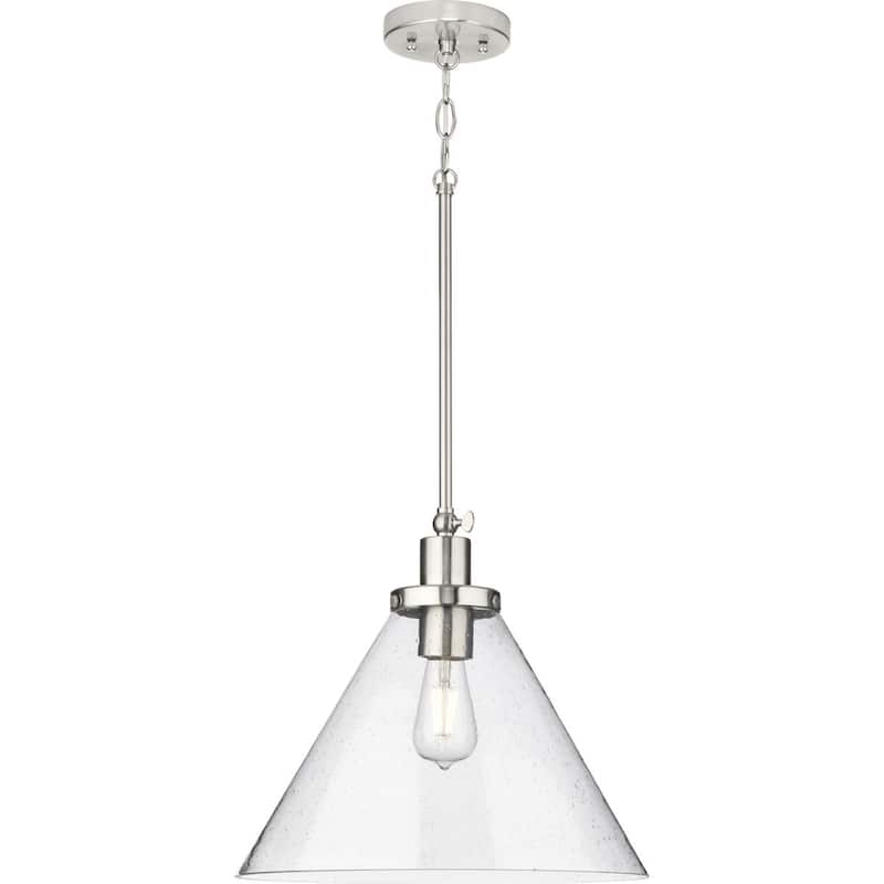 Hinton Collection One-Light Brushed Nickel Modern Farmhouse Pendant - 16 in x 16 in x 14 in