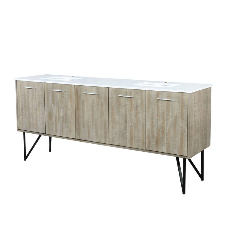 Lancy 80 in W x 20 in D Rustic Acacia Double Bath Vanity and White Quartz Top