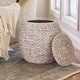 preview thumbnail 66 of 74, Household Essentials Handwoven Barrel Wicker Storage Basket Side Table - 17.0"L x 17.0"W x 19.0"H White