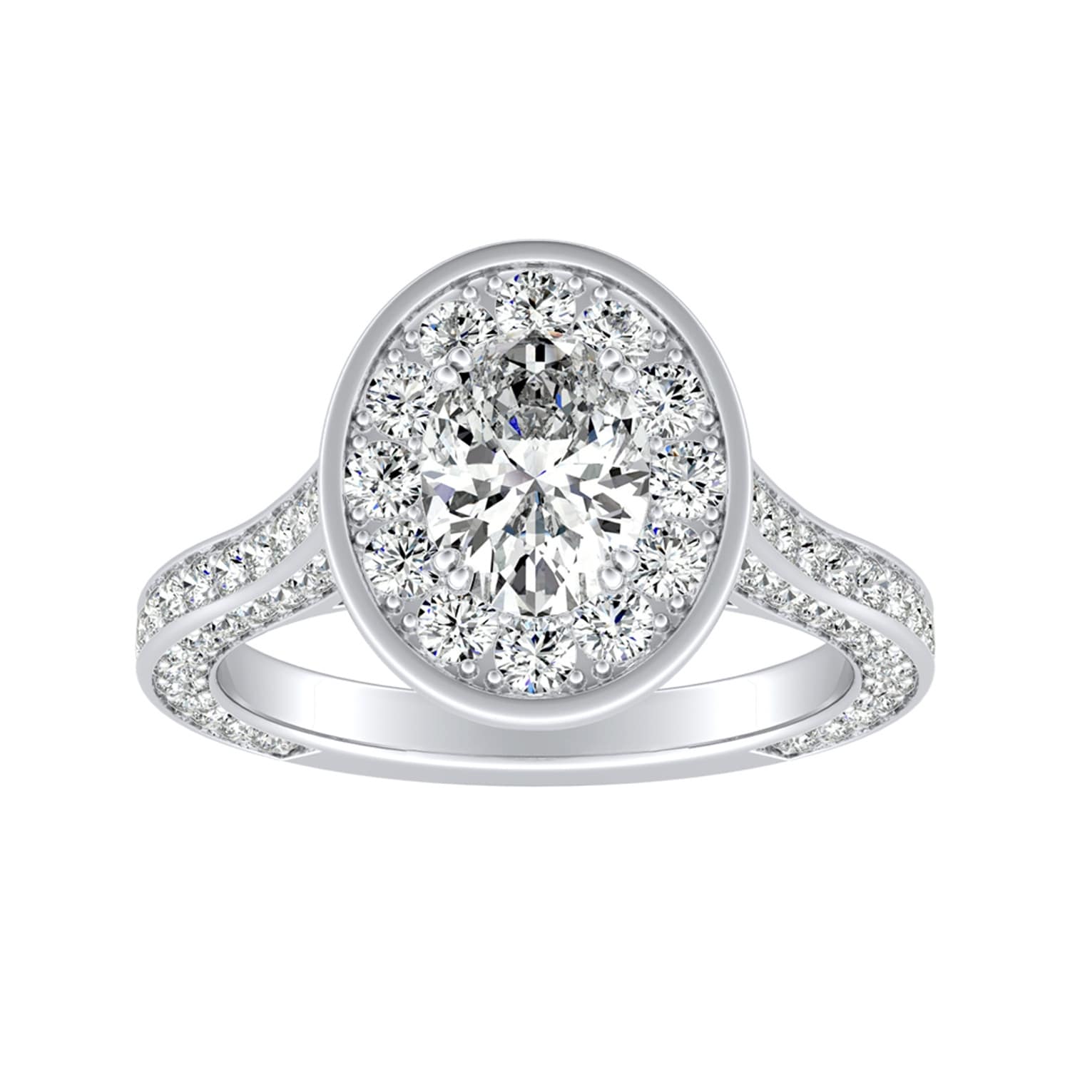 Auriya 14K Gold Lab Grown Diamond Oval Three Sided Halo Engagement Ring 2.27 - 6.27ct. tw. (E-F, VS)