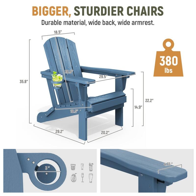 3-Position Reclining Folding Outdoor Chair – PE Wood Grain, Weather-Resistant