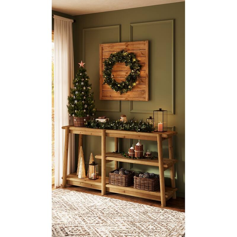 Narrow Solid Wood Console Table, 62.99-Inch Long Farmhouse Solid Wood Console Table