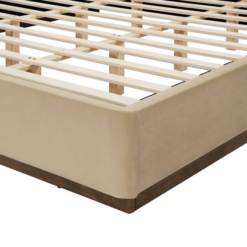 Christopher Knight Home - Modern Velvet Upholstered Bed Frame with Solid Wood Base