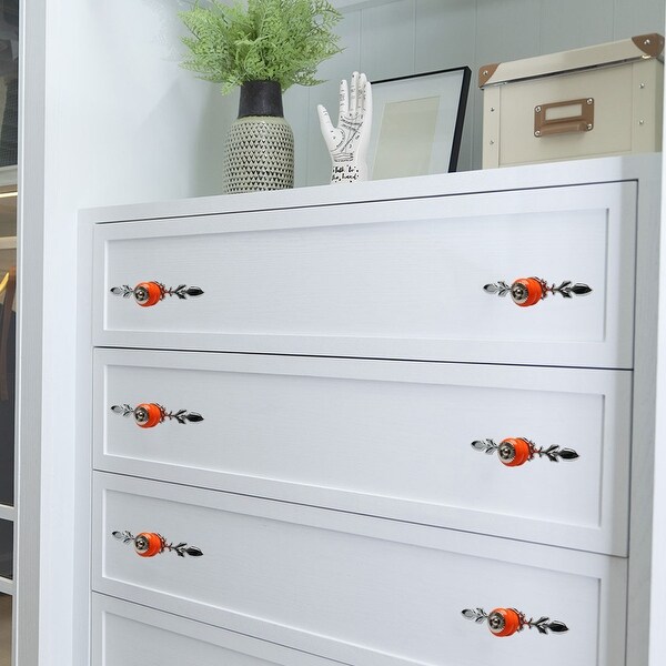 Ceramic Knobs Retro Drawer Handle Cupboard Wardrobe Cabinet Accessories Orange