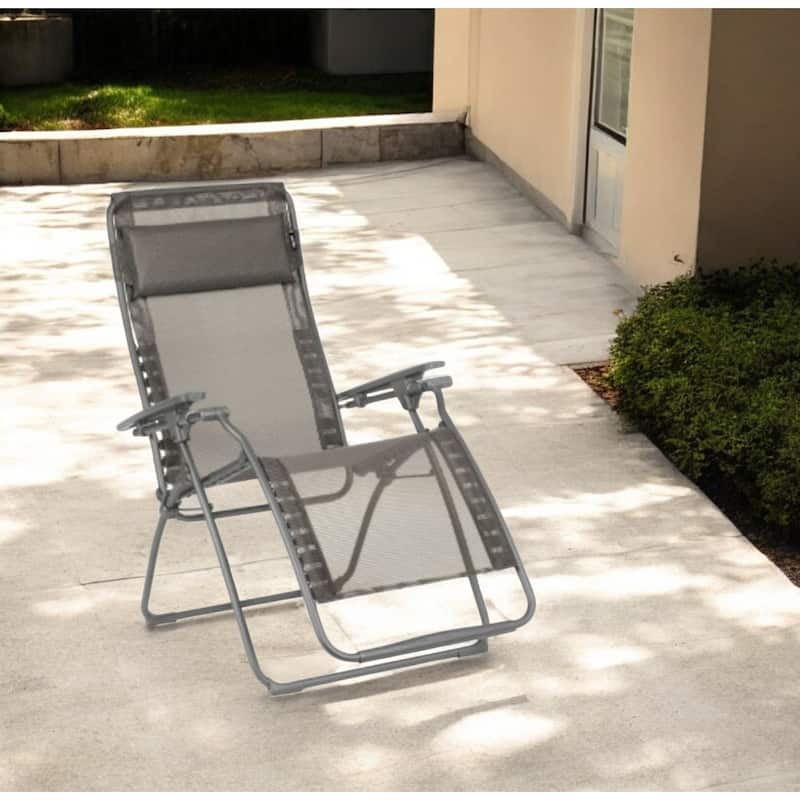 HomeRoots 28" Graphite and Gray Metal Zero Gravity Chair