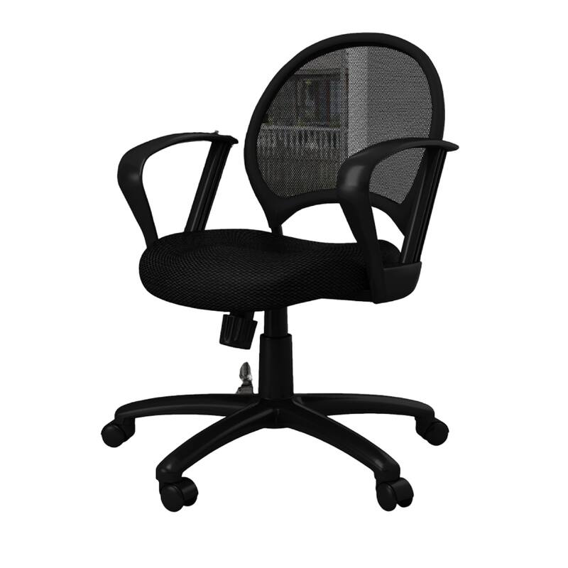 Lene Swivel Office Armchair, Black Mesh, Rolling Metal Frame