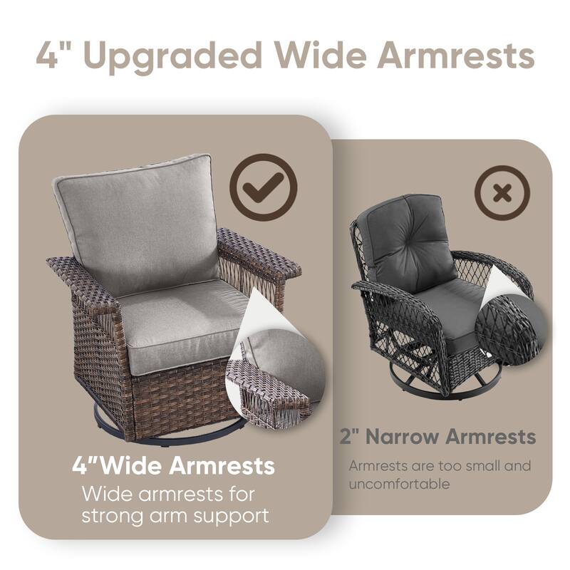 Swivel Rocking Chairs with Ottomans - Brown