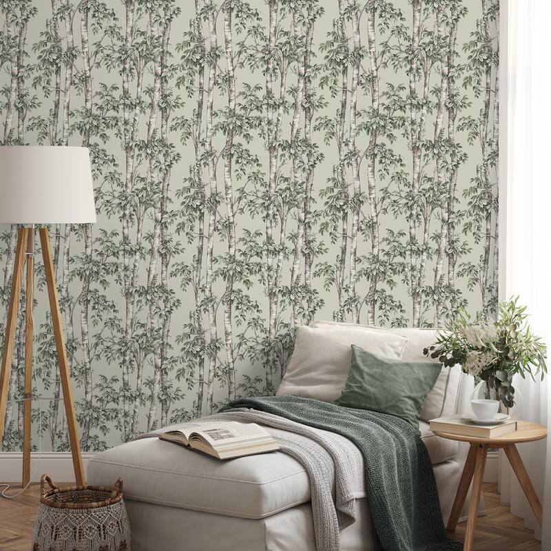 Fine Decor Bastian Green Trees Wallpaper - N/A