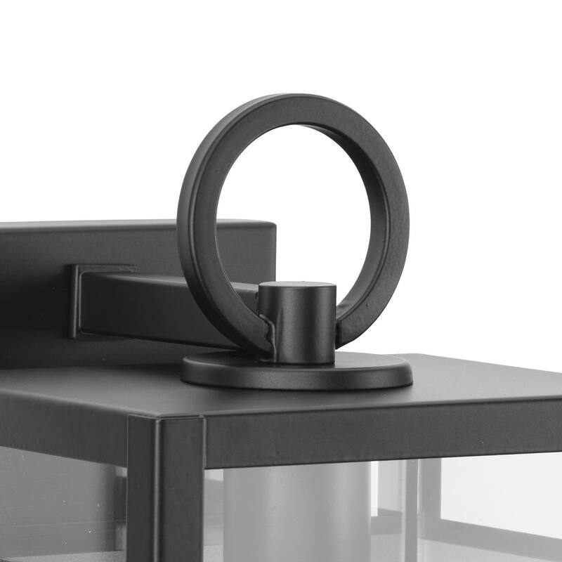 Parrish Collection One-Light Matte Black Clear and Etched Glass Modern Craftsman Outdoor Medium Wall Lantern