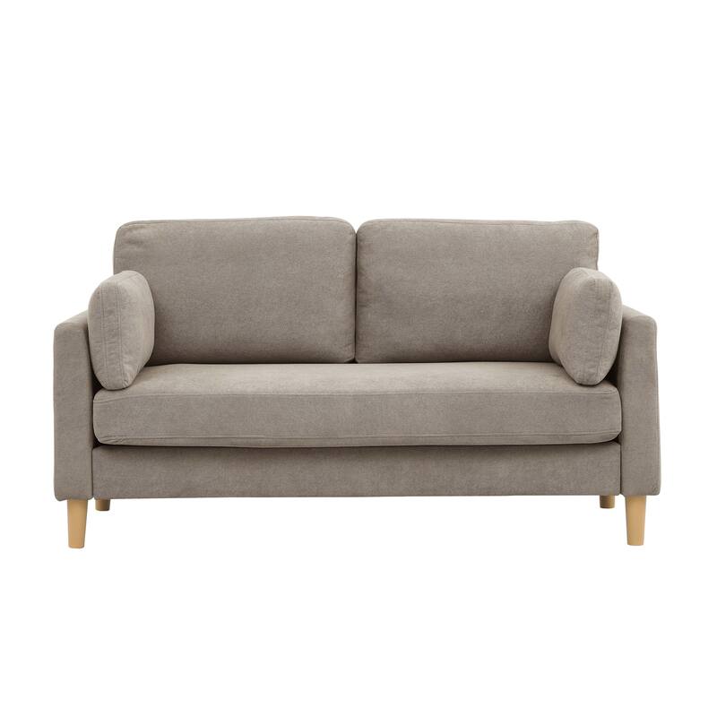 2-Seater Khaki Polyester Sofa - Multi-Color