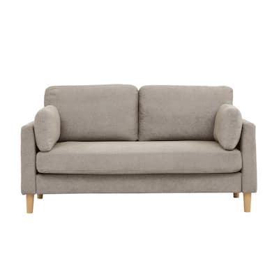 2-Seater Khaki Polyester Sofa
