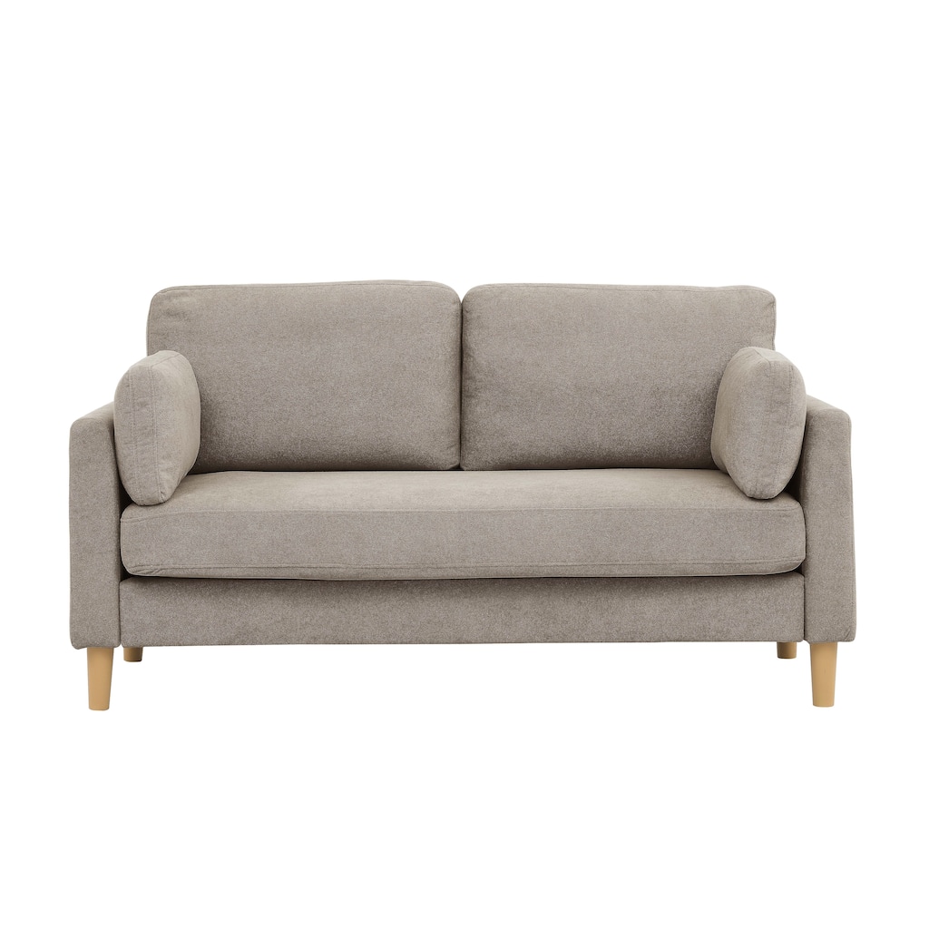 2-Seater Khaki Polyester Sofa