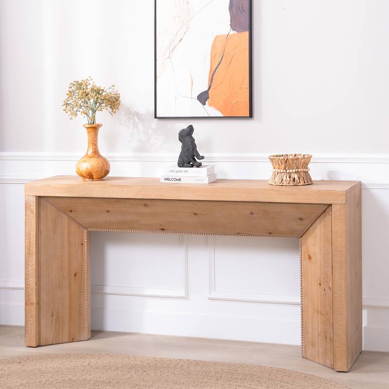 Roomfitters Modern Rustic Console Table, 62" Long Entryway Desk with Solid Look, Engineered Wood, Antique Natural