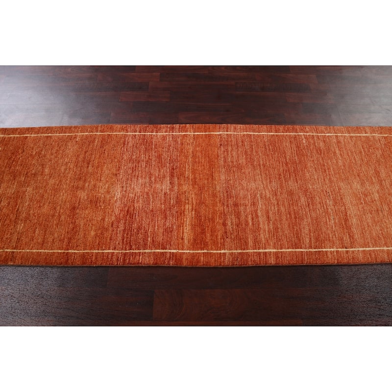 Bordered Gabbeh Kashkoli Oriental Wool Runner Rug Hand-knotted Carpet - 2'5" x 9'3"