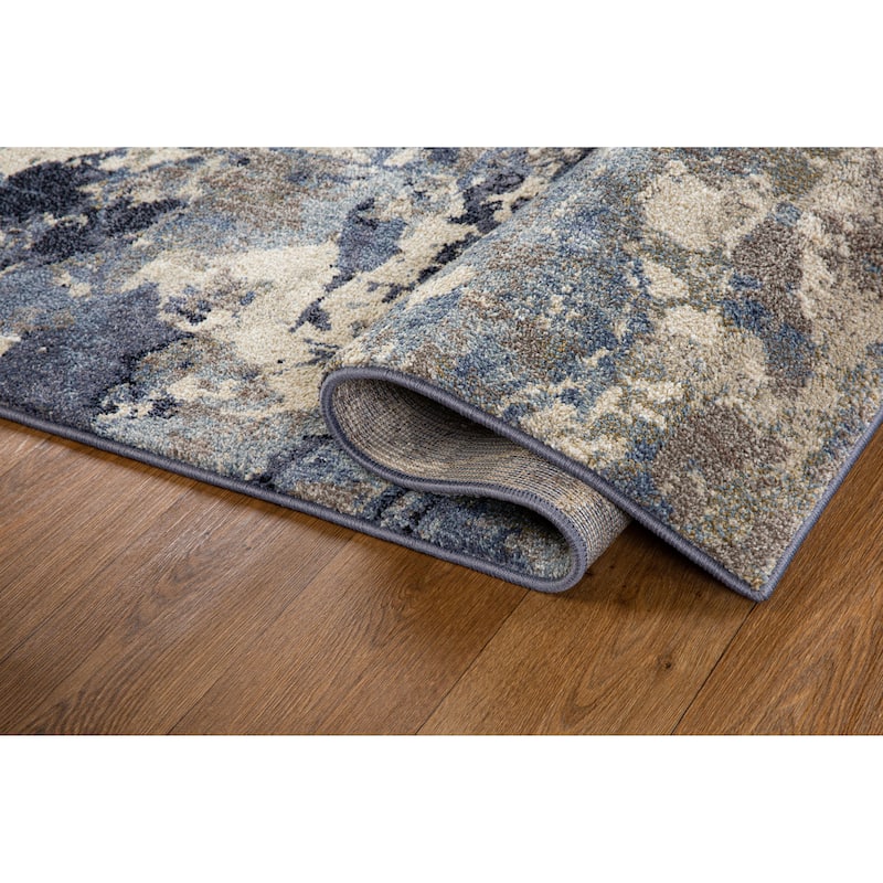 Olympia Collection Blue/Gray Abstract Transitional Design Area Rug