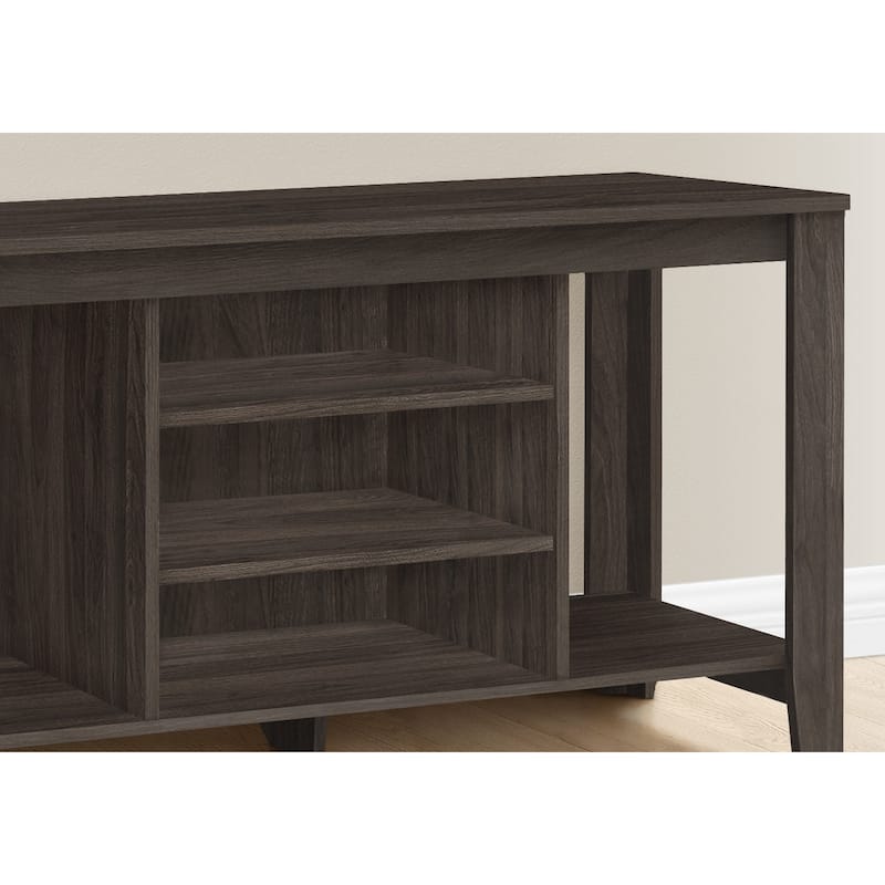 48-Inch Brown TV Stand for Living Room with Open Shelving and Rubber Wood Legs for Storage - 24.25"H x 47.75"W x 17.25"D