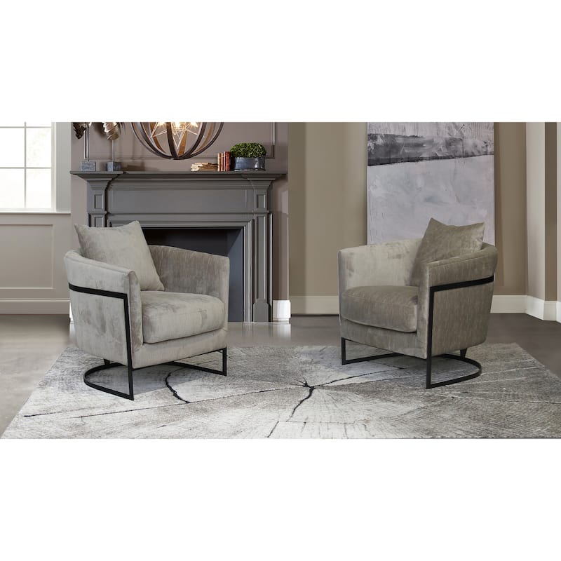 Armen Living Grey or Beige Swan Living Room Accent Chair