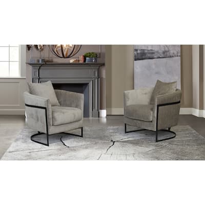 Armen Living Grey or Beige Swan Living Room Accent Chair