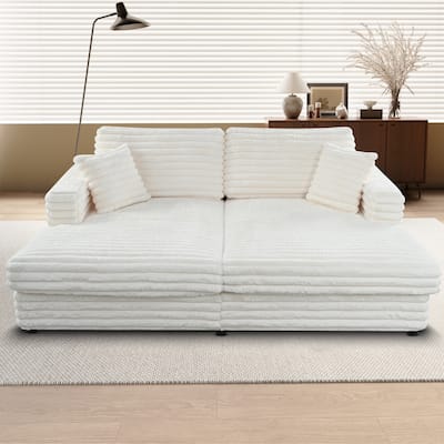 Christopher Knight Home - Alexander Oversized Cloud Loveseat Chaise Lounge with Fluffy Upholstery and Throw Pillows