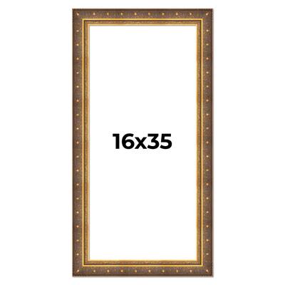 16x35 Frame Vintage Gold Solid Wood Picture Frame | 2.5 Inch Moulding