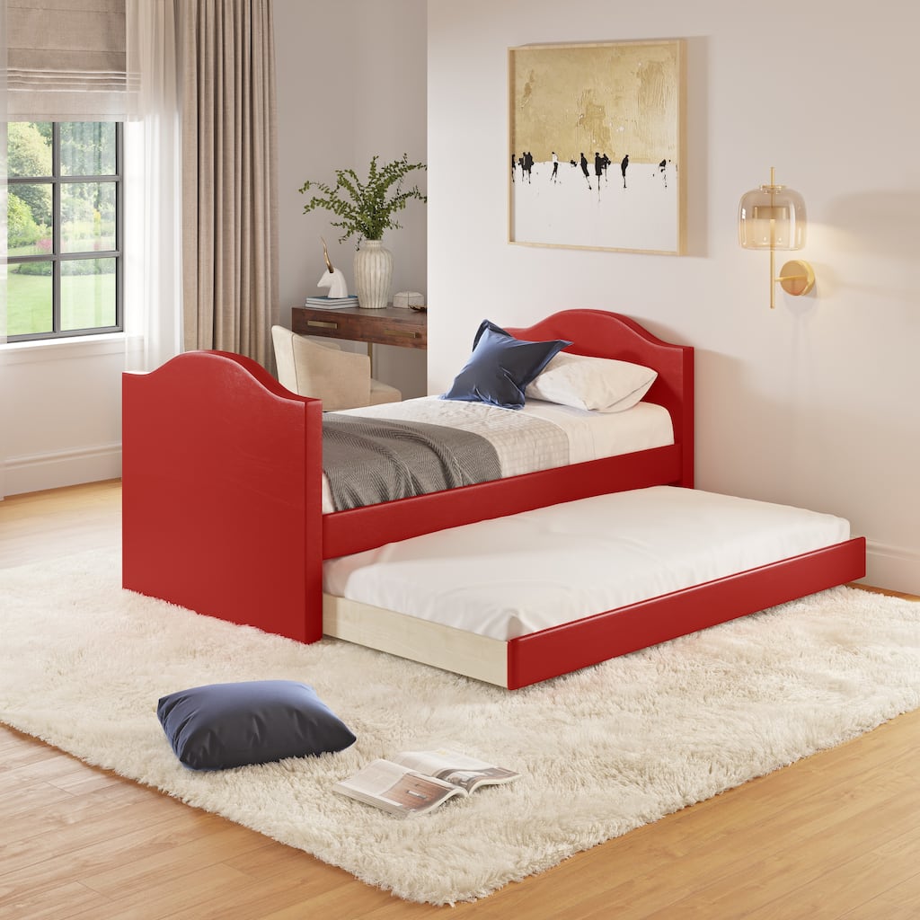 Boyd Sleep Messina Faux Leather Upholstered Day Bed with Trundle