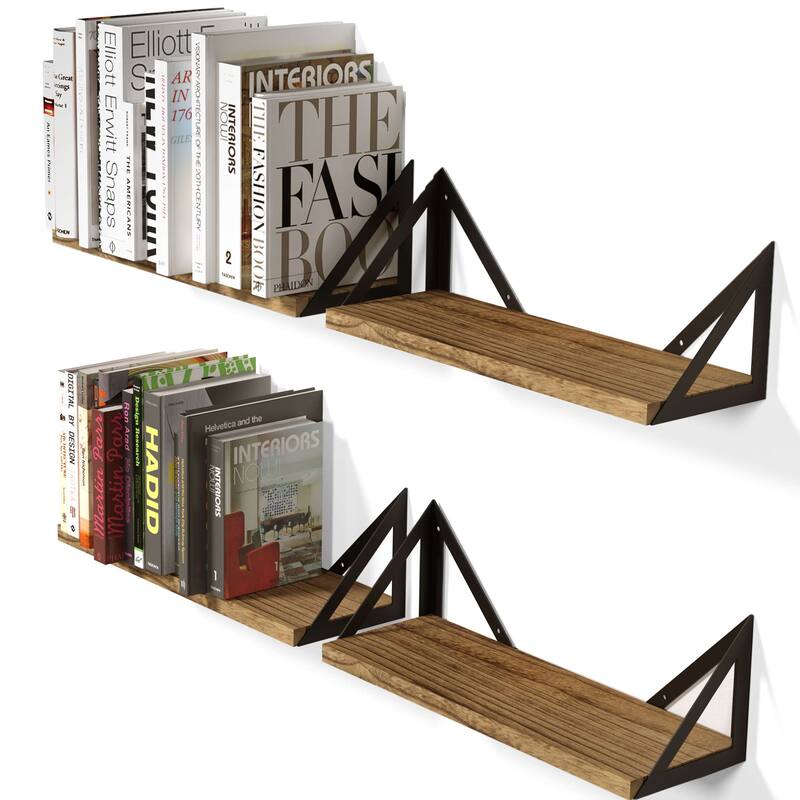 Wallniture Minori Wood Floating Shelves for Wall, Rustic Shelves, Set of 4
