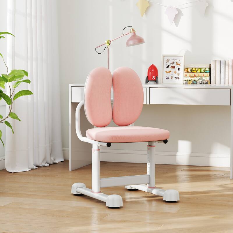 Adjustable Kids Desk Chair with Ergonomic Backrest Padded Foam Seat Metal Frame for Study and Play Ages 3 Plus